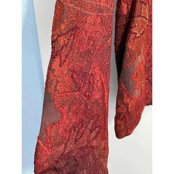 Coldwater Creek Jacket Medium Rust Floral Leaf Lace Fairy Grunge Whimsygoth NWT - Picture 4 of 8
